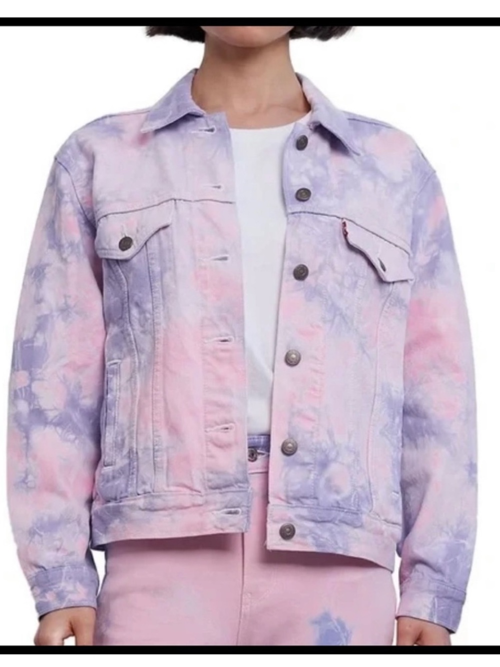 Levi's Ex-Boyfriend Trucker Jacket pink and purple tie-dye Sz 3XL